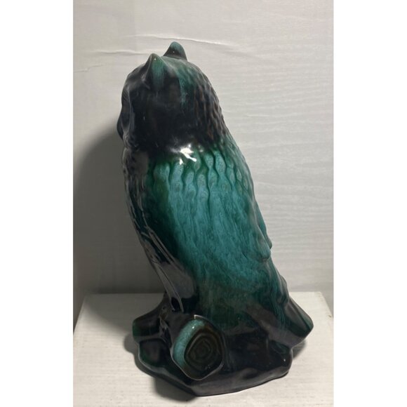 Blue Mountain Pottery Owl Ceramic Green Drip Glaze Vintage 10" Tall Canada Vtg - Picture 4 of 9